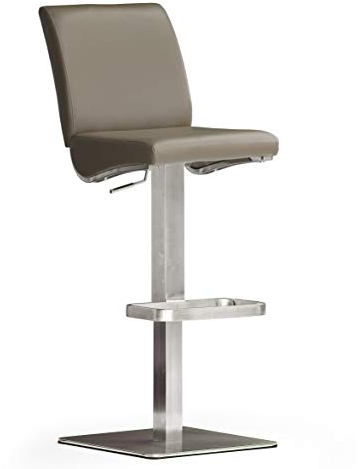 Robas Lund Barhocker mit Lehne Barstuhl Cappuccino drehbar 180 Grad, Hocker höhenverstellbar, PU DI.AZ