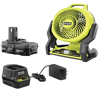 Ryobi Ventilateur portable hybride ONE+ 18 V (P3320) avec batterie lithium-ion P163 (2,00 Ah) et chargeur
