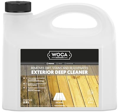 WOCA Denmark Exterior Wood Deep Cleaner 2,5 L - Intensivreiniger zum Entfernen von Schmutz und Grünbewuchs von Terrassen, Verkleidungen und Möbeln im Außenbereich