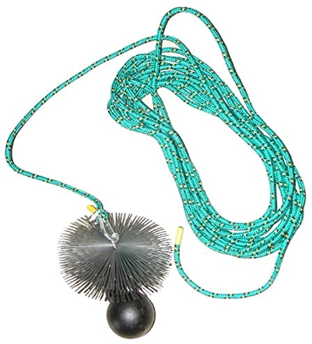 rg-vertrieb Kaminbesen Schornsteinbesen Kehrbesen Zugbesen Rußbesen aus Federstahl + Zugseil PP-Seil + Zuggewicht 2,5kg Set Größe wählbar (Besen 16cm, Zugseil 10m)