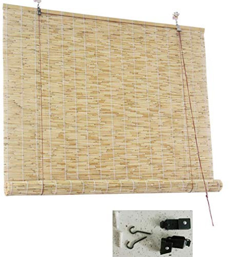 SSB Bambusrollo, Bambus-Rollo für Fenster, Retro-Stil, Schilfrohr-Vorhang, Sonnenschutz, Heben von Fensterläden, für Garten/Balkon/Fenster, atmungsaktiv, anpassbar (Größe: B 100 x H 200 cm)