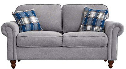 Panana Retro Design Fabric Sofa - 2 Seater with 2 Free Cushions (Gray)