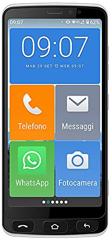 MAJESTIC JACK 4G - Senior Smartphone 4G con display touch 5.5 icone grandi, tasto SOS, fotocamera, bluetooth