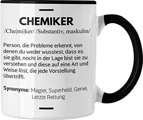 Trendation - Chemiker Geschenke Tassen Tasse Chemielaborant Chemie Geschenk Chemielabor Gadget Geschenkidee Lustig (Schwarz)