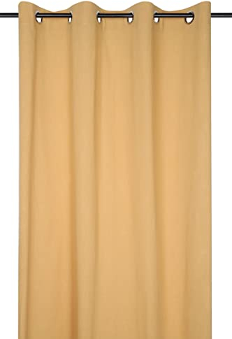 Hans-Textil-Shop Vorhang 140x260 cm Windsor Baumwolle Leinenoptik - Ösenschal, Vorhangschal, Gardine (Curry)