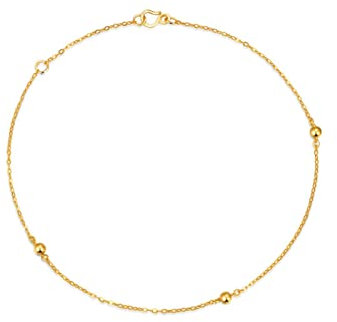 Damen Armband Gold 999 Verstellbar, Geschenke zur Hochzeitstag 16.5 bis 19 cm Kettenarmband mit Perlen