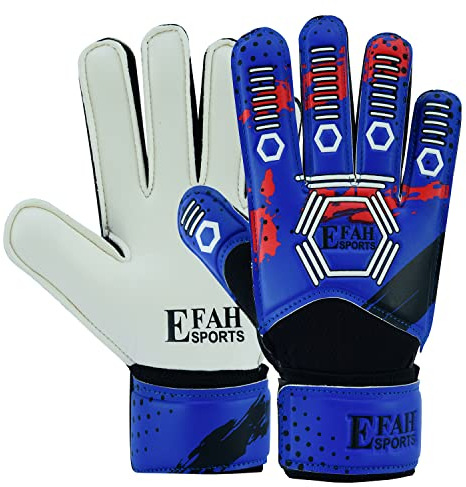 EFAH SPORTS Torwarthandschuhe für Kinder Jungen Mädchen fußball Handschuhe mit Super Grip Handflächen (Blue/White, 3)