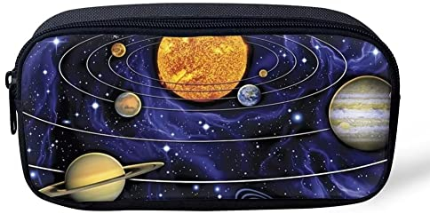Howilath Cartoon Sonnensystem Designer Federmäppchen Teenager Jungen und Mädchen Federmäppchen Schulanfang Geschenke Große Kapazität Federmäppchen, Weltraummuster, Schulranzen