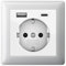 Gira Komplett Set 245903 Schuko Steckdose USB-Anschluss Shutter Berührungsschutz Typ A (max.2,4A) Typ C (max.3A) 021103 1-fach Rahmen Standard 55 Reinweiß UP Unterputz Wandsteckdose Smartphone Tablet