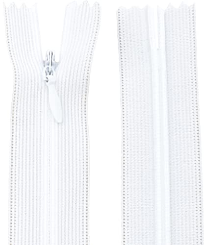 AERZETIX - C61929 - Set di 10 cerniere invisibili 65cm non separabili - cerniera lampo - colore bianco - pelletteria jeans pantaloni vestito gonna abbigliamento cucito