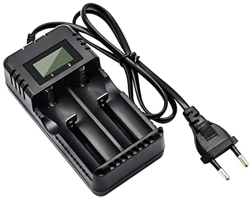 Akkuladegerät LCD-Display Li-Ion-Akkuladegerät Intelligente Schnellladung 2-Steckplatz-Kopf Kompatibel mit Einer Vielzahl von 3,7 V 26650/18650/14500/16340 Li-Ion-Akkus (Small)