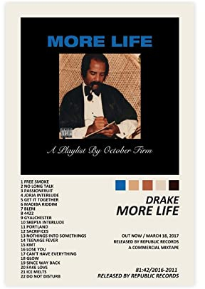 WANMLY Drake More Life Poster: Mehrfarbig, 45,7 x 30,5 cm, Leinwandbild für Schlafzimmer und Büro