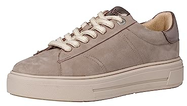 s.Oliver Damen Sneaker flach Elegant mit Schnürsenkeln und Reißverschluss Braun (Taupe), 41