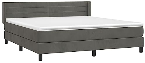 vidaXL Boxspringbett mit Matratze Bett Doppelbett Bettgestell Polsterbett Bettrahmen Lattenrost Schlafzimmerbett Hotelbett Dunkelgrau 180x200cm Samt