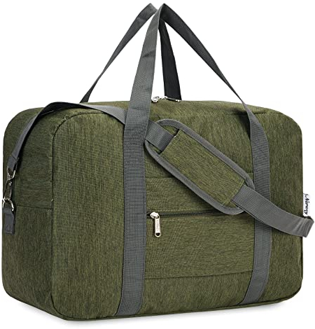 Narwey Handgepäck Tasche für Flugzeug Faltbare Reisetasche Damen Weekender Bag Sporttasche Damen Herren Handgepäck Koffer Groß 40L(Armeegrün)
