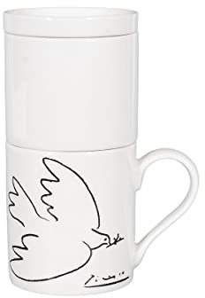 Könitz Coffee for One Picasso – Friedenstaube, 350ml. Kaffeebereiter aus Porzellan mit Filter aus Edelstahl. Stilvolle Kaffeemaschine für 1 Person