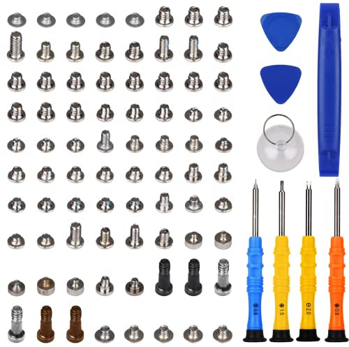 DARYCOM Komplettes Schrauben-Set mit Werkzeugen für iPhone 7 Plus 2016 A1784 A1661 A1785 A1786 14 cm Reparatur-Werkzeug-Set, 4 Schraubendreher, Ortskarte, 80-teiliges Schraubenset mit 3