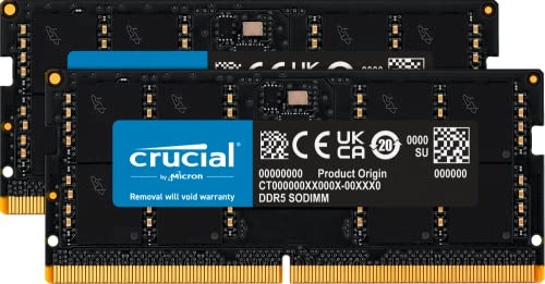 Crucial DDR5 RAM 48GB Kit (2x24GB) 5600MHz SODIMM, Arbeitsspeicher für Laptop/Notebook, Mini PC, (auch 5200MHz / 4800MHz) CL46 - CT2K24G56C46S5