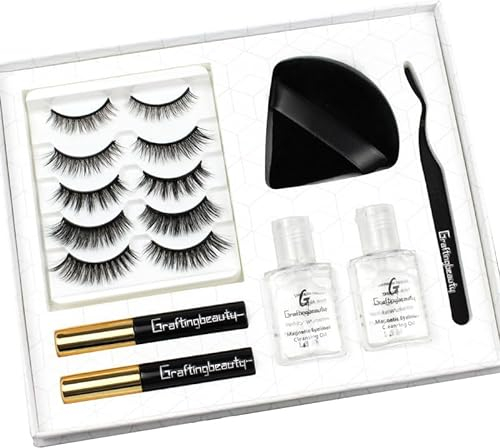 BeauFairy Pestañas Postizas Magneticas, 11 Piezas, 5 Pares 3D Reutilizables, Magnetic False Eyelashes, con Delineador de 2 Tubos Ojos, Aspecto Natural y Larga Duración no Requiere Pegamento