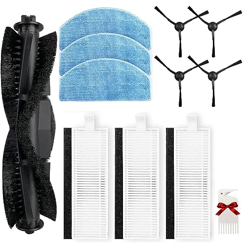 KiimSin Accessories Set for Tikom G8000 / G8000 Pro, for Honiture G20, G20 Pro, for Laresar Evol 3 Robot Vacuum Cleaner Repalcement Parts, Main Brush + 3 Cloth Mop + 4 Side Brushes + 3 Filters + Brush