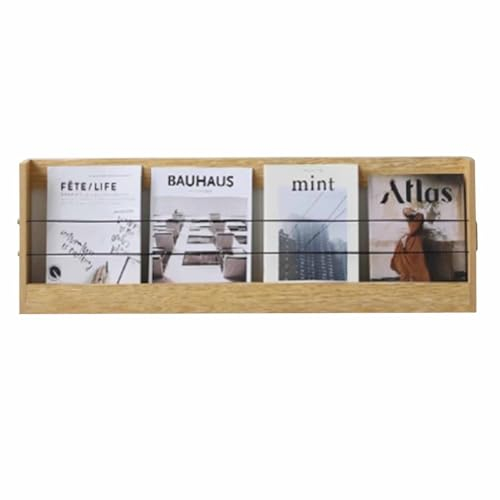 Présentoir à Brochures Support D'affichage de Magazine de Brochure pour le Mur, Étagères en Bois Suspendues avec Cordon Élastique Anti-chute, Support de Dossiers de Littérature pour Chambre à Coucher