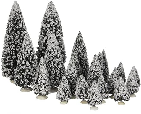 LuVille 21 Stück immergrüne Miniatur-Bäume für Weihnachtsdorf - Grün
