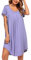 Ekouaer Camicia da Notte Donna Estiva Taglie Forti Vestito da Notte Girocollo Pigiama da Notte Manica Corta, Viola, S