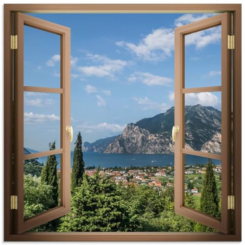 ARTland Wanddeko Glasbilder Wandbild Glas Bild Fensterbilder Fenster Landschaften Natur Berge See Idyll Gardasee Südtirol U5CD
