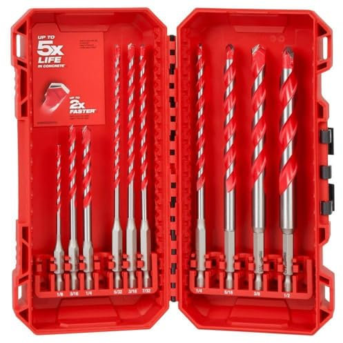 48-20-9058 for Milwaukee 10Pc. Shockwave Impact Duty Carbide Hammer Drill Bit Kit