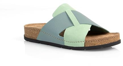 Batz Marina Lederschuhe Sandalen Sandalette Clog Pantolette Komfortschuhe Hausschuhe, Damen, Grün, EU 39
