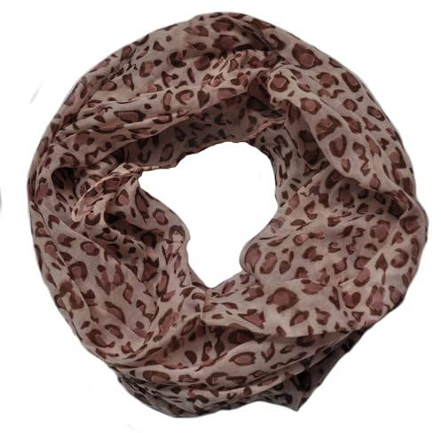 Generisch Loop Schal Halstuch Schals Rundschal Schlauchschal Loopschal Tücher Damenschal Leo Leopard Muster Damen (A Leo Apricot)