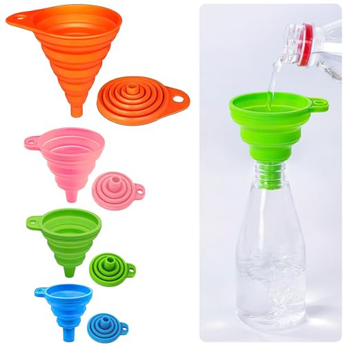 4-teiliges Trichterset, Trichter zum Befüllen von Flaschen oder Behältern, kleine Trichter, Trichter fürs Auto, große Trichter, Trichter für die Küche, Mini-Trichter, kleine Trichter für Mini-Flaschen