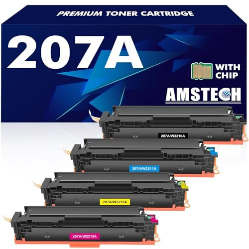 207A MFP M283fdw 207X Toner: Compatible with HP Color Laserjet Pro MFP M283fdw M255dw M282nw M283fdn M255nw W2210A W2211A W2212A W2213A - Black Cyan Yellow Magenta with Chip 4 Pack