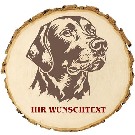KIWISTAR UG - Baumscheibe 14-16 cm - Deutsche Bracke - Hund - personalisiertes Geschenk individuell selbst gestalten - Name - Holzscheibe mit Wunschtext - Naturholz - Geschenk - Türschild