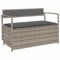 vidaXL Gartenbank mit Stauraum und Kissen Grau Poly Rattan, Gartenbank, Parkbank, Outdoor-Bank, Sitzbank, Terrassenbank, Außenbank, Gartenmöbel