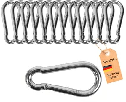 Dönges Feuerwehr-Karabiner 40x4 mm | nach DIN 5299C - Tragkraft 10 kg | verzinkter Stahl, stabil & rostbeständig für Klettern, Hängematte, Schaukel, Schwerlast & Outdoor
