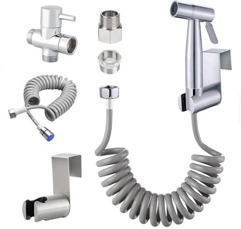 Kit Doccia Bidet Per WC Con Valvola a 3 Vie, Set Doccia Bidet in Acciaio Inox, Spruzzatore Per l'igiene Personale Con Tubo Flessibile Telescopico