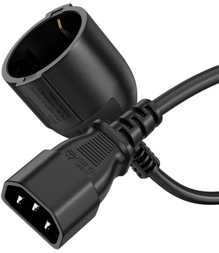 sonero USV Kabel Adapter, Stromkabel C14 auf CEE7, 3-polig, 1.00m, Robustes Gerätekabel für Netzteil, Rechner, Workstation, Sicherheitsssytme, Monitor, Netzstecker, Schwarz