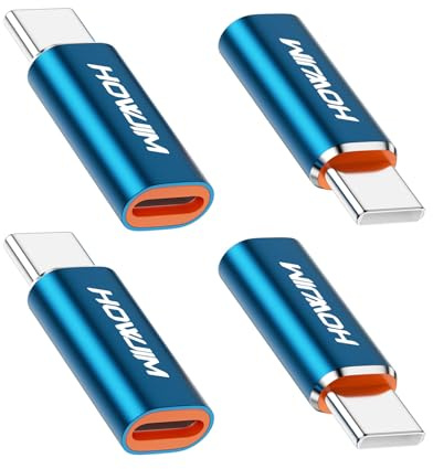 HOWJIM Adaptateur 8-Pin vers USB C Lot de 4,Charge Rapide pour Phone 16/17 | Transfert de Données pour Phone 15 Pro Max Pad Pro Smartphone,Non Compatible avec Les Écouteurs/OTG/Clé USB/Pencil Bleu