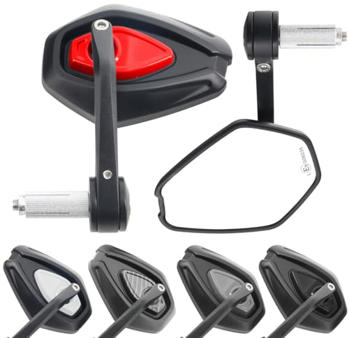 Area1 Universal Motorrad Spiegel für Lenker, 2 Stück Lenkerendenspiegel E-geprüft, 360°drehbarer Lenkerspiegel Motorrad, 7/8 22mm Seitenspiegel (Rot)