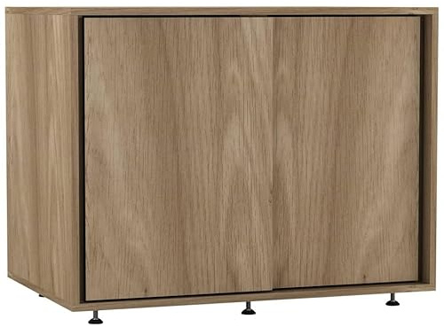 URBNLIVING Commode moderne à 2 portes coulissantes avec pieds réglables, design peu encombrant pour chambre à coucher, salon ou bureau – Chêne