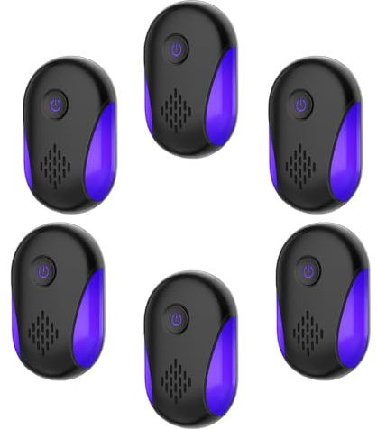 Upgraded Ultrasonic Repellet 6 Packs, Indoor Ultrasonic and Repellent for Roach, Rodent, Mouse, Bugs, Ant, Mosquito, Mice, Spider, Electronic Plug in Pest Control