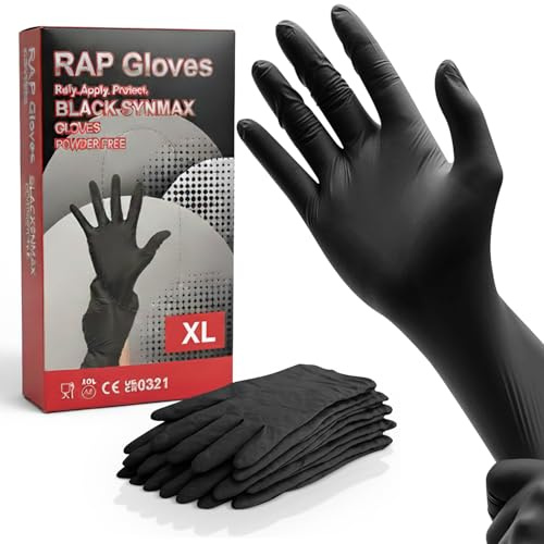 Disposable Vinyl Gloves Black XL 200 Pack Powder Free for Catering Work | Latex free and non sterile, smooth ambidextrous fit, durable for maintenance, janitorial duties and food service handling