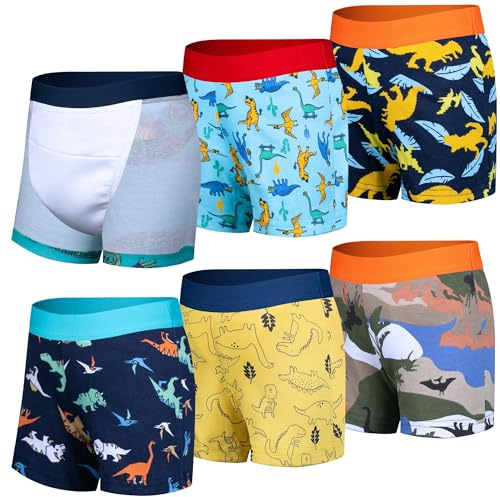 BIG ELEPHANT 6 Pack Toddler Potty Training Pants for Boys and Girls – 100% Cotton,Unisex Absorbent Boxer Style