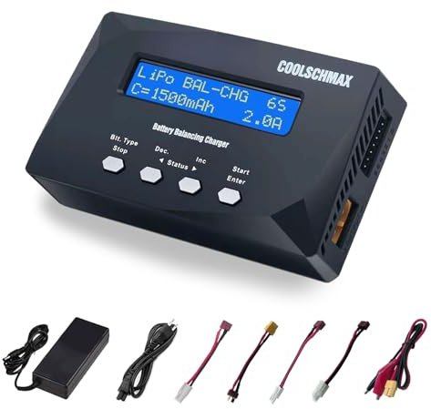 Coolschmax XT60 Balance Lade-/Entladegerät, Batterie-Zellspannungsmesser & Innenwiderstands-Tester für 1–6S LiPo/LiFePO4/Li-Ion/LiHV, 1–15S NiMH/NiCd, 1–10S Bleiakku – für Drohnen & RC-Autos