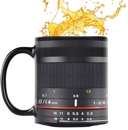 Lunaobrik Kaffeebecher mit Foto - Fassungsvermögen 350 ml, Fotobehälter, optischer Becher, rutschfeste Struktur, Premium Getränkehalter Konzept für Schnappschüsse | -Zylinder