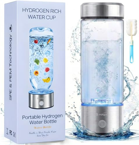 Hydrogen Water Bottle, 2200PPB in 3Min, SPE PEM Tech, Portable 16OZ, Rechargeable Hydrogen Water Bottle for Travel, Home, Office and Gift