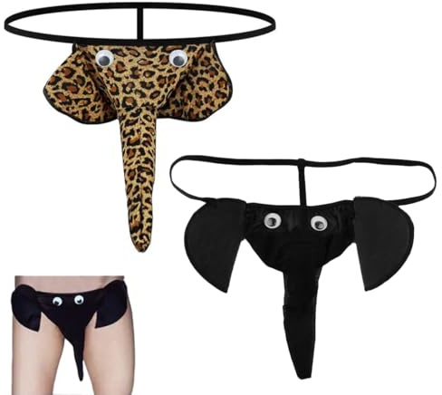 UIEXEA 2 Pièces Slip Elephant pour Homme Sous-vêtement pour Homme Éléphant Homme String Éléphant pour Hommes Taille Cadeaux pour Petit Ami