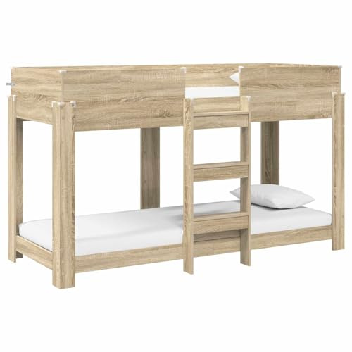vidaXL Etagenbett für Kinder Sonoma Eiche 80 x 190 cm Holzwerkstoff Modernes Kinder-Etagenbett Platzsparend Stilvoller Rahmen Funktionsmöbel 2 Ebenen Schlafset