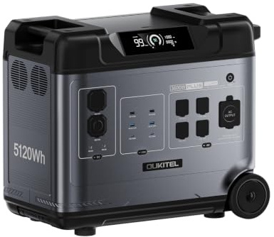 OUKITEL P5000 Plus Powerstation 5120Wh Notstromaggregat Solar für Haus | 3600W AC (7200W Spitze) Solargenerator, <10ms USV, 1.2 Std Schnellladung, LFP Akku, APP, Stromgenerator für Camping/Wohnmobil